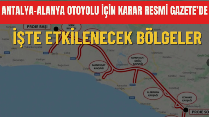 Antalya-Alanya Otoyolu için acele kamulaştırma kararı